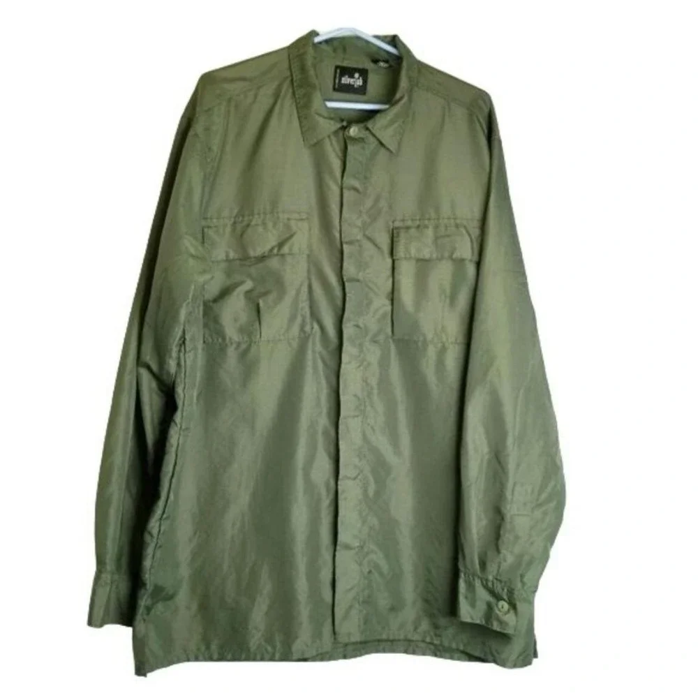 Levi's Silvertab Nylon Shirt Long Sleeve Camp‎ Work Windbreaker Fishing Green XL